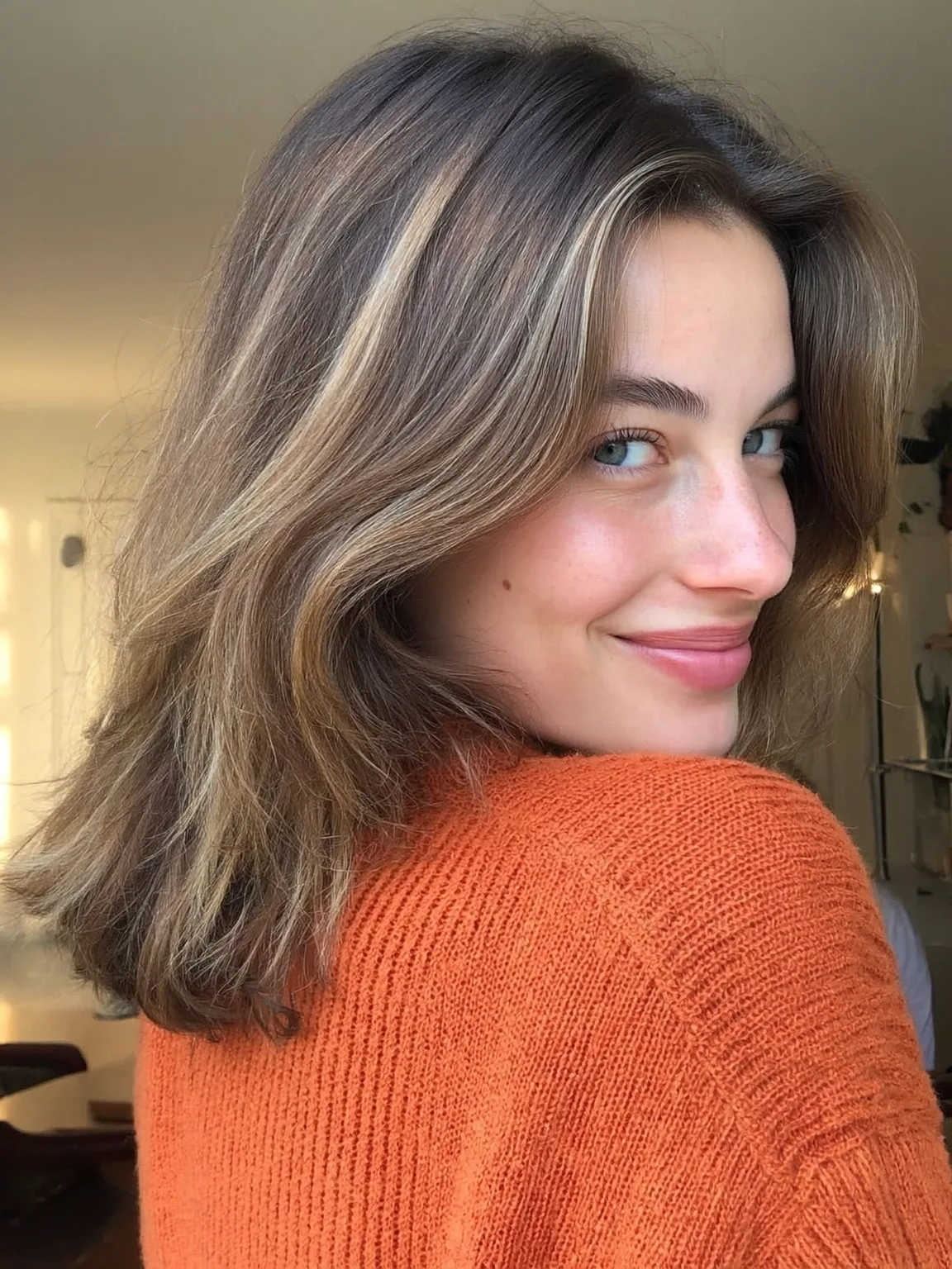 Medium Volume Long Layers with Ash Brown and Honey Highlights